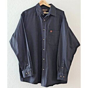 Ariat Men’s XL Black Western Button Down Shirt Embroidered Logo 100% Cotton